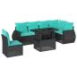 Preview: 7-teiliges Gartensofa-Set mit Kissen, schwarzes Polyrattan