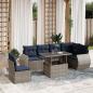 Preview: ARDEBO.de - 7-teiliges Gartensofa-Set mit Kissen, grau, Polyrattan