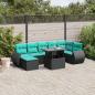 Preview: ARDEBO.de - 8-teiliges Gartensofa-Set mit Kissen, schwarzes Polyrattan