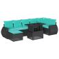 Preview: 8-teiliges Gartensofa-Set mit Kissen, schwarzes Polyrattan