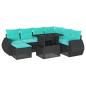 Preview: 8-teiliges Gartensofa-Set mit Kissen, schwarzes Polyrattan