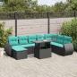Preview: ARDEBO.de - 9-teiliges Gartensofa-Set mit Kissen, schwarzes Polyrattan
