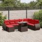 Preview: ARDEBO.de - 9-teiliges Gartensofa-Set mit Kissen, braun, Polyrattan