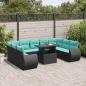 Preview: ARDEBO.de - 10-teiliges Gartensofa-Set mit Kissen, schwarzes Polyrattan