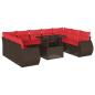 Preview: 10-teiliges Gartensofa-Set mit Kissen, braun, Polyrattan