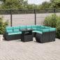Preview: ARDEBO.de - 10-teiliges Gartensofa-Set mit Kissen, schwarzes Polyrattan