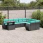 Preview: ARDEBO.de - 10-teiliges Gartensofa-Set mit Kissen, schwarzes Polyrattan
