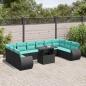 Preview: ARDEBO.de - 11-teiliges Gartensofa-Set mit Kissen, schwarzes Polyrattan