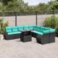 Preview: ARDEBO.de - 11-teiliges Gartensofa-Set mit Kissen, schwarzes Polyrattan