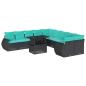 Preview: 11-teiliges Gartensofa-Set mit Kissen, schwarzes Polyrattan