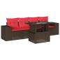 Preview: 5-teiliges Gartensofa-Set mit Kissen, braun, Polyrattan