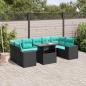 Preview: ARDEBO.de - 8-teiliges Gartensofa-Set mit Kissen, schwarzes Polyrattan
