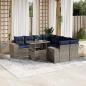 Preview: ARDEBO.de - 9-teiliges Gartensofa-Set mit Kissen, grau, Polyrattan