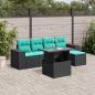 Preview: ARDEBO.de - 6-teiliges Gartensofa-Set mit Kissen, schwarzes Polyrattan
