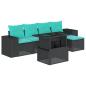 Preview: 6-teiliges Gartensofa-Set mit Kissen, schwarzes Polyrattan