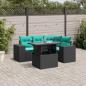 Preview: ARDEBO.de - 5-teiliges Gartensofa-Set mit Kissen, schwarzes Polyrattan