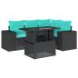 Preview: 5-teiliges Gartensofa-Set mit Kissen, schwarzes Polyrattan