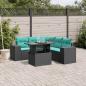 Preview: ARDEBO.de - 6-teiliges Gartensofa-Set mit Kissen, schwarzes Polyrattan