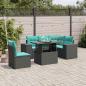 Preview: ARDEBO.de - 6-teiliges Gartensofa-Set mit Kissen, schwarzes Polyrattan