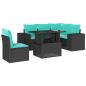 Preview: 6-teiliges Gartensofa-Set mit Kissen, schwarzes Polyrattan