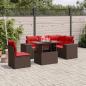 Preview: ARDEBO.de - 6-teiliges Gartensofa-Set mit Kissen, braun, Polyrattan