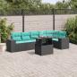 Preview: ARDEBO.de - 7-teiliges Gartensofa-Set mit Kissen, schwarzes Polyrattan