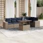 Preview: ARDEBO.de - 7-teiliges Gartensofa-Set mit Kissen, grau, Polyrattan