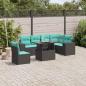 Preview: ARDEBO.de - 7-teiliges Gartensofa-Set mit Kissen, schwarzes Polyrattan