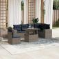Preview: ARDEBO.de - 7-teiliges Gartensofa-Set mit Kissen, grau, Polyrattan