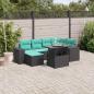 Preview: ARDEBO.de - 7-teiliges Gartensofa-Set mit Kissen, schwarzes Polyrattan