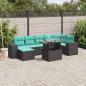 Preview: ARDEBO.de - 8-teiliges Gartensofa-Set mit Kissen, schwarzes Polyrattan