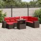 Preview: ARDEBO.de - 9-teiliges Gartensofa-Set mit Kissen, braun, Polyrattan