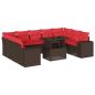 Preview: 10-teiliges Gartensofa-Set mit Kissen, braun, Polyrattan