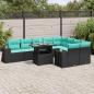 Preview: ARDEBO.de - 10-teiliges Gartensofa-Set mit Kissen, schwarzes Polyrattan