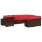 Preview: 10-teiliges Gartensofa-Set mit Kissen, braun, Polyrattan