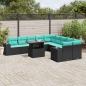 Preview: ARDEBO.de - 11-teiliges Gartensofa-Set mit Kissen, schwarzes Polyrattan