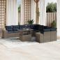 Preview: ARDEBO.de - 11-teiliges Gartensofa-Set mit Kissen, grau, Polyrattan