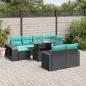 Preview: ARDEBO.de - 11-teiliges Gartensofa-Set mit Kissen, schwarzes Polyrattan