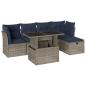Preview: 6-teiliges Gartensofa-Set mit Kissen, grau, Polyrattan