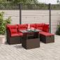 Preview: ARDEBO.de - 6-teiliges Gartensofa-Set mit Kissen, braun, Polyrattan