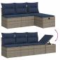 Preview: 9-teiliges Gartensofa-Set mit Kissen, grau, Polyrattan
