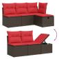 Preview: 6-teiliges Gartensofa-Set mit Kissen, braun, Polyrattan