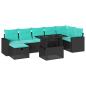 Preview: 8-teiliges Gartensofa-Set mit Kissen, schwarzes Polyrattan