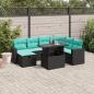 Preview: ARDEBO.de - 8-teiliges Gartensofa-Set mit Kissen, schwarzes Polyrattan