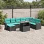Preview: ARDEBO.de - 9-teiliges Gartensofa-Set mit Kissen, schwarzes Polyrattan
