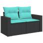 Preview: 9-teiliges Gartensofa-Set mit Kissen, schwarzes Polyrattan