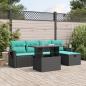Preview: ARDEBO.de - 6-teiliges Gartensofa-Set mit Kissen, schwarzes Polyrattan