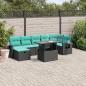 Preview: ARDEBO.de - 8-teiliges Gartensofa-Set mit Kissen, schwarzes Polyrattan
