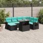 Preview: ARDEBO.de - 8-teiliges Gartensofa-Set mit Kissen, schwarzes Polyrattan