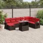 Preview: ARDEBO.de - 9-teiliges Gartensofa-Set mit Kissen, braun, Polyrattan